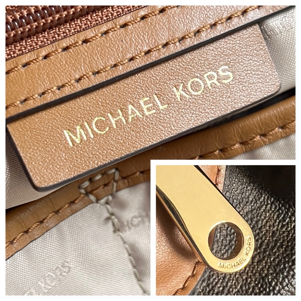 Michael Kors Brown Signature Coated Canvas Raven Large Purse Tote Bag - Picture 7 of 16